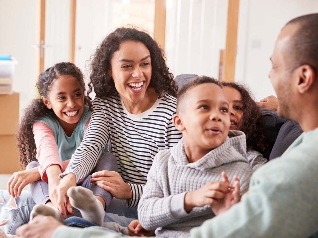 happy family in new house